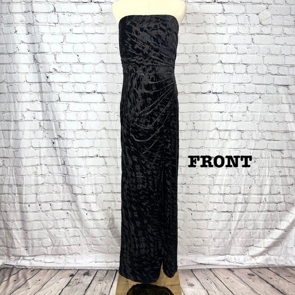 DRESS THE POPULATION - Jasmine Strapless Burnout Velvet Sheath Gown - Size Large - Picture 1 of 13